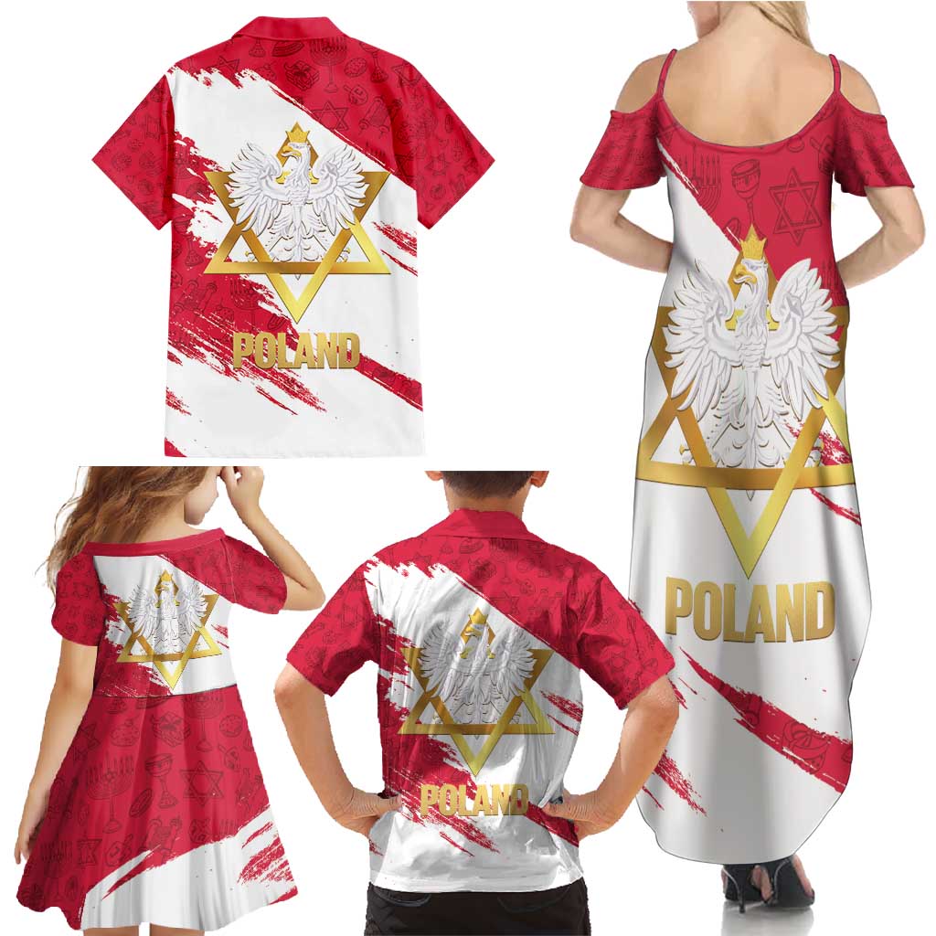 Jewish Festival Poland Family Matching Summer Maxi Dress and Hawaiian Shirt Polska Eagle Star Of David