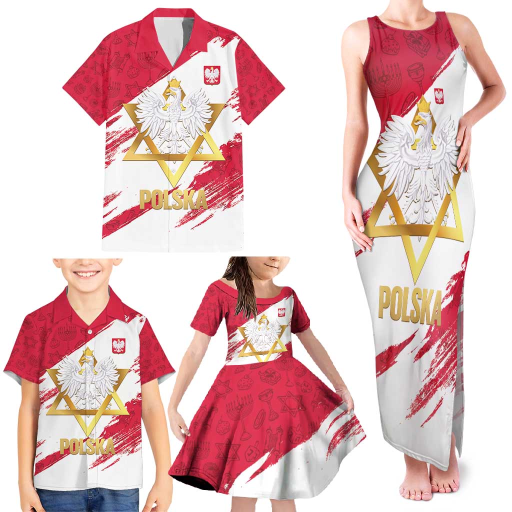 Jewish Festival Poland Family Matching Tank Maxi Dress and Hawaiian Shirt Polska Eagle Star Of David