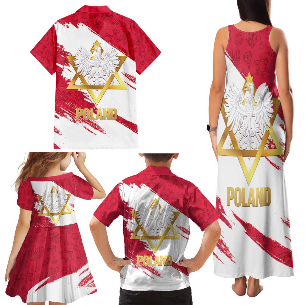 Jewish Festival Poland Family Matching Tank Maxi Dress and Hawaiian Shirt Polska Eagle Star Of David