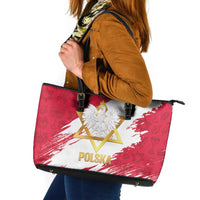 Jewish Festival Poland Leather Tote Bag Polska Eagle Star Of David
