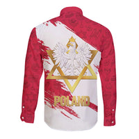 Jewish Festival Poland Long Sleeve Button Shirt Polska Eagle Star Of David