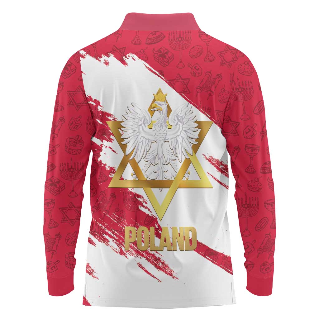 Jewish Festival Poland Long Sleeve Polo Shirt Polska Eagle Star Of David