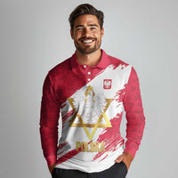Jewish Festival Poland Long Sleeve Polo Shirt Polska Eagle Star Of David