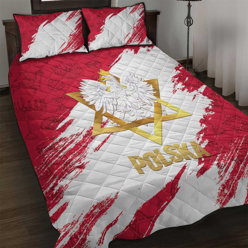 Jewish Festival Poland Quilt Bed Set Polska Eagle Star Of David