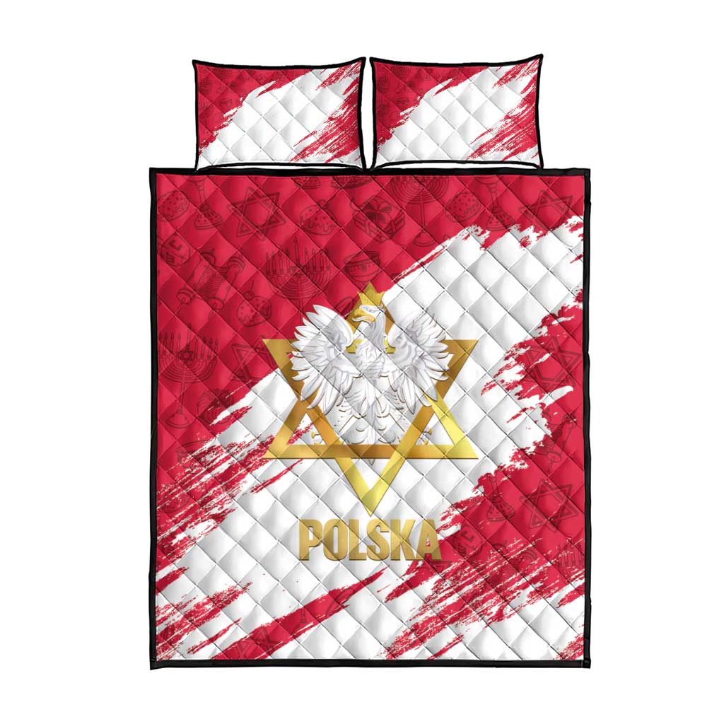 Jewish Festival Poland Quilt Bed Set Polska Eagle Star Of David