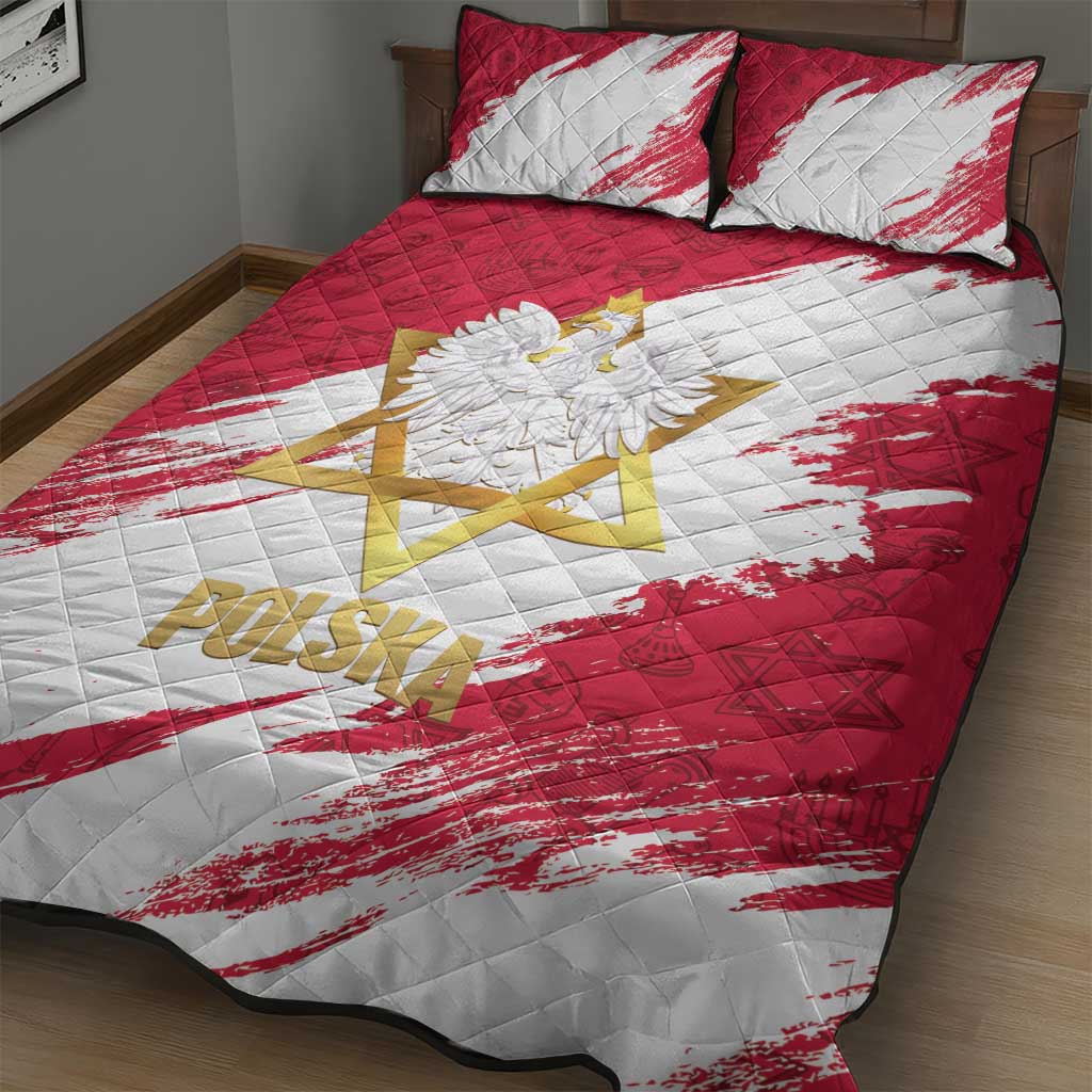 Jewish Festival Poland Quilt Bed Set Polska Eagle Star Of David