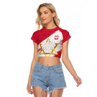 Jewish Festival Poland Raglan Cropped T Shirt Polska Eagle Star Of David