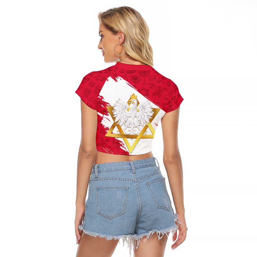 Jewish Festival Poland Raglan Cropped T Shirt Polska Eagle Star Of David