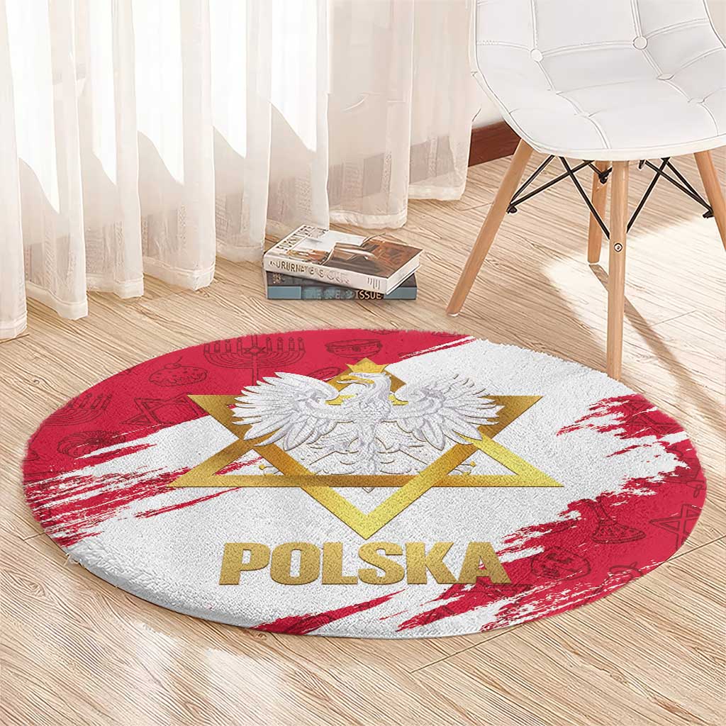 Jewish Festival Poland Round Carpet Polska Eagle Star Of David