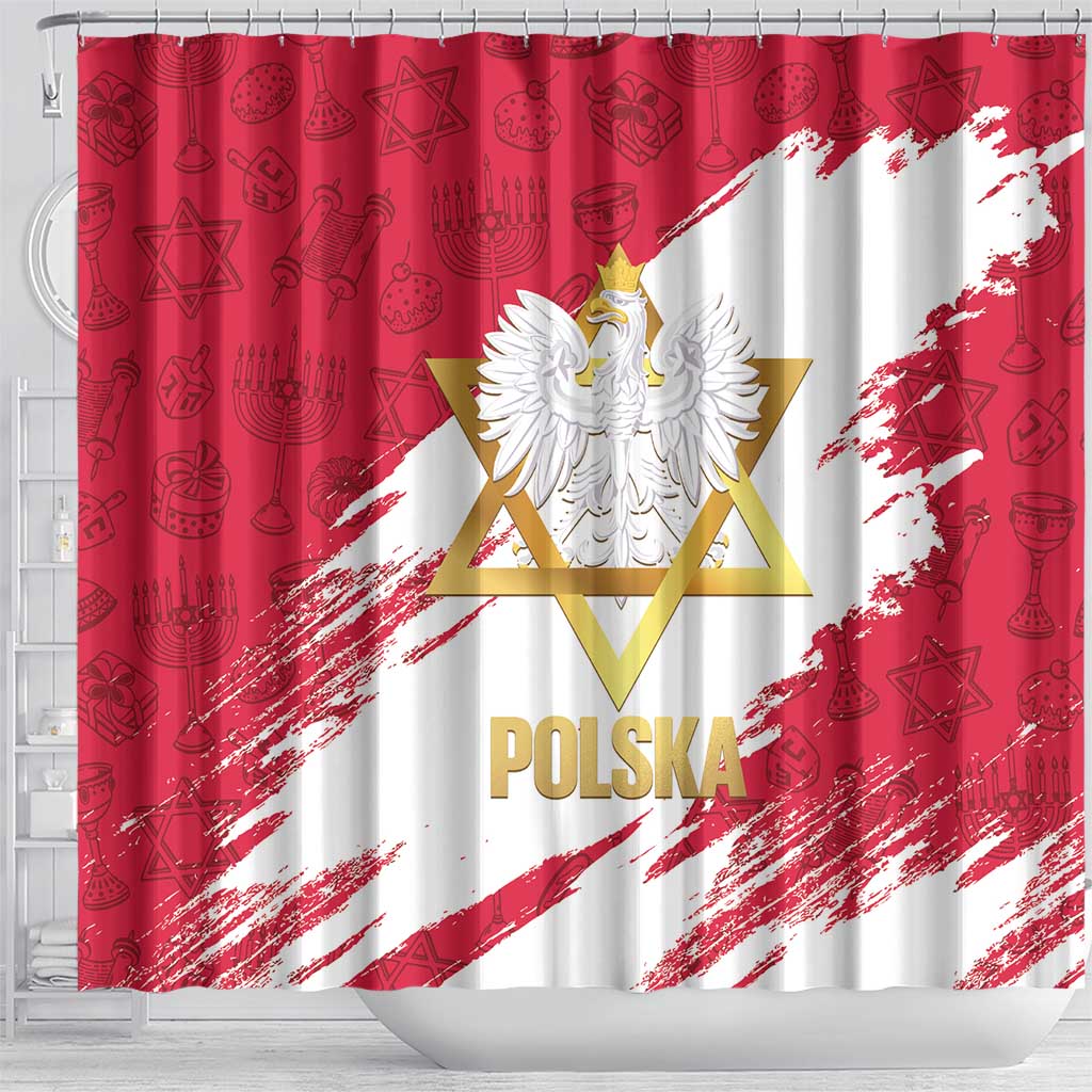 Jewish Festival Poland Shower Curtain Polska Eagle Star Of David