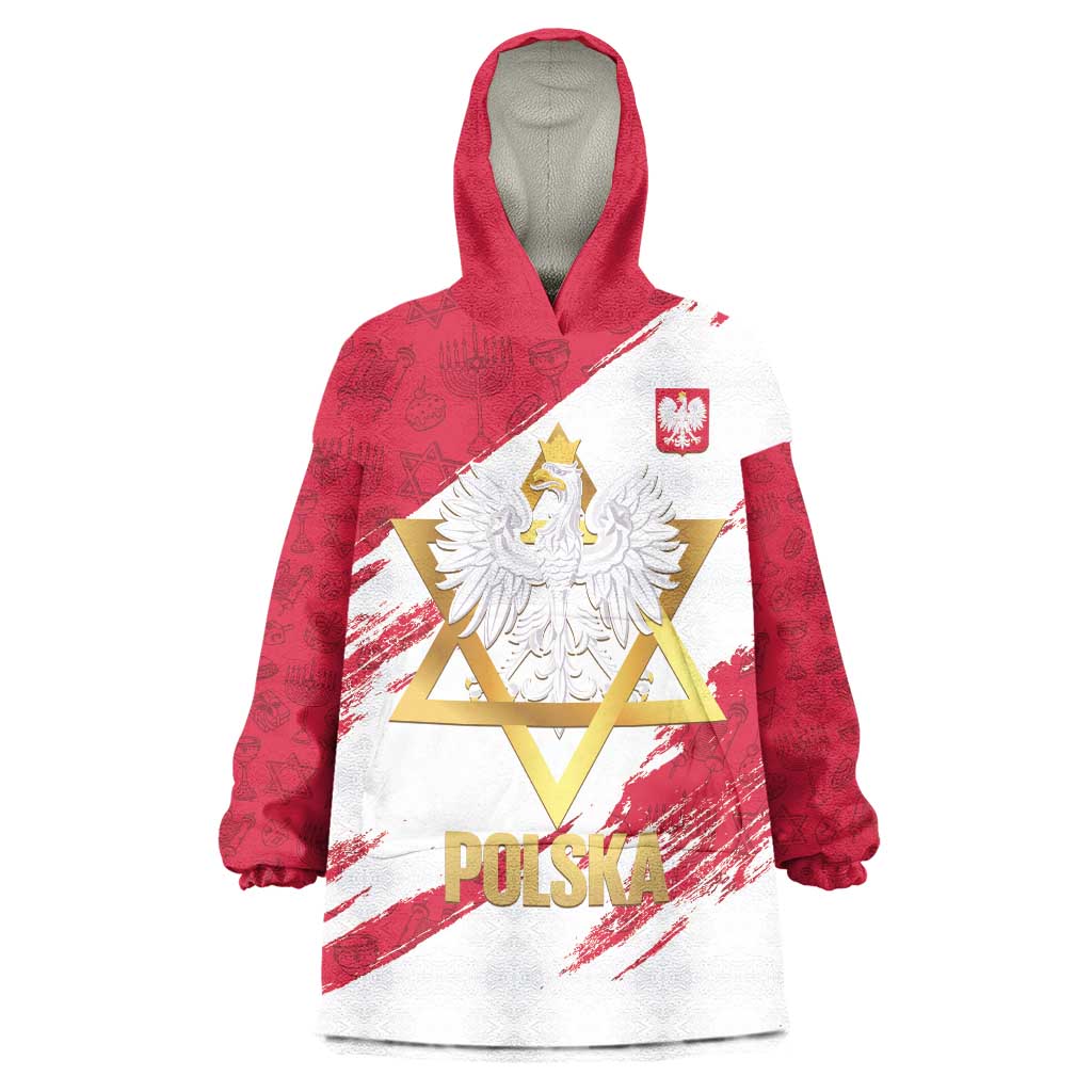 Jewish Festival Poland Wearable Blanket Hoodie Polska Eagle Star Of David