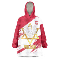 Jewish Festival Poland Wearable Blanket Hoodie Polska Eagle Star Of David