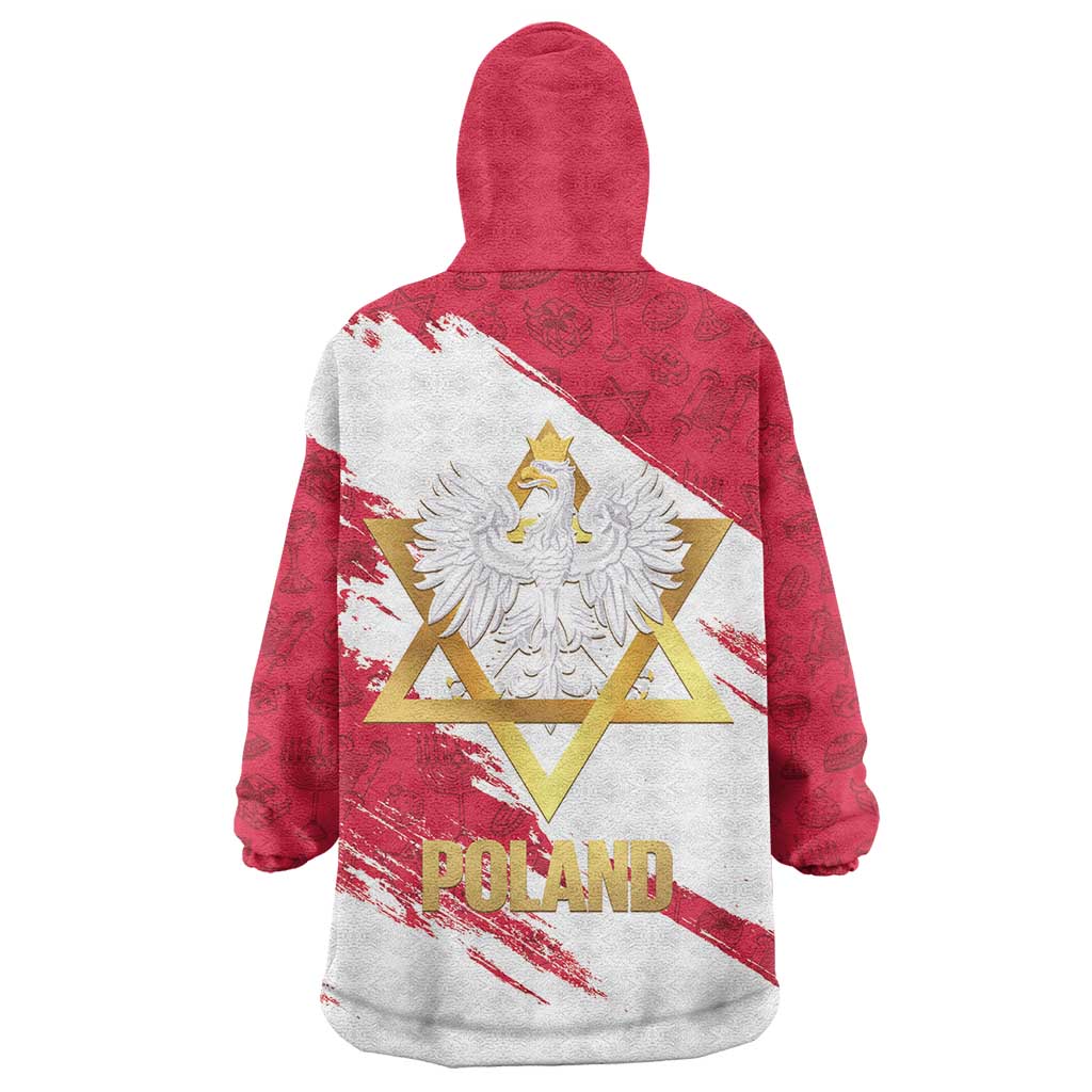 Jewish Festival Poland Wearable Blanket Hoodie Polska Eagle Star Of David