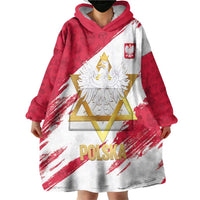 Jewish Festival Poland Wearable Blanket Hoodie Polska Eagle Star Of David