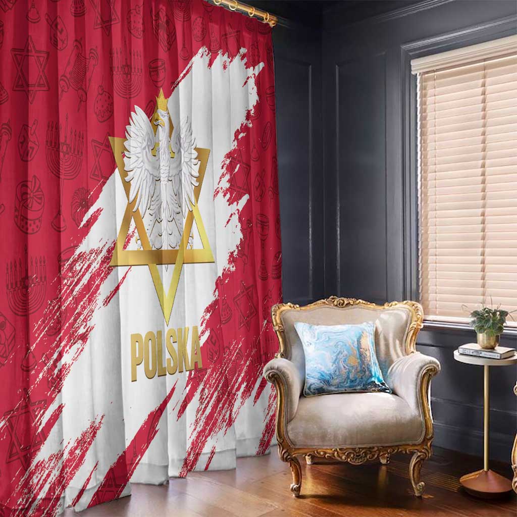 Jewish Festival Poland Window Curtain Polska Eagle Star Of David