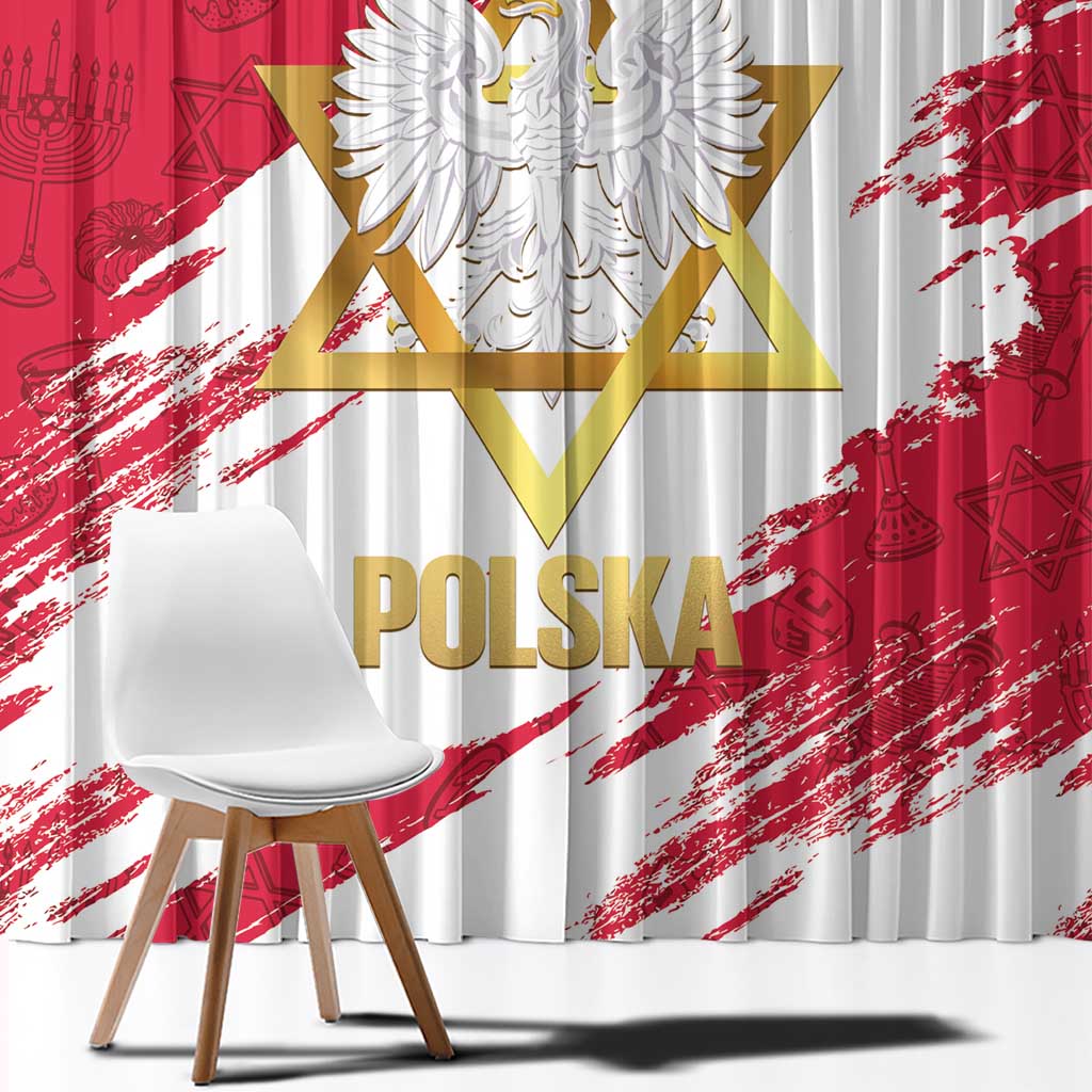 Jewish Festival Poland Window Curtain Polska Eagle Star Of David