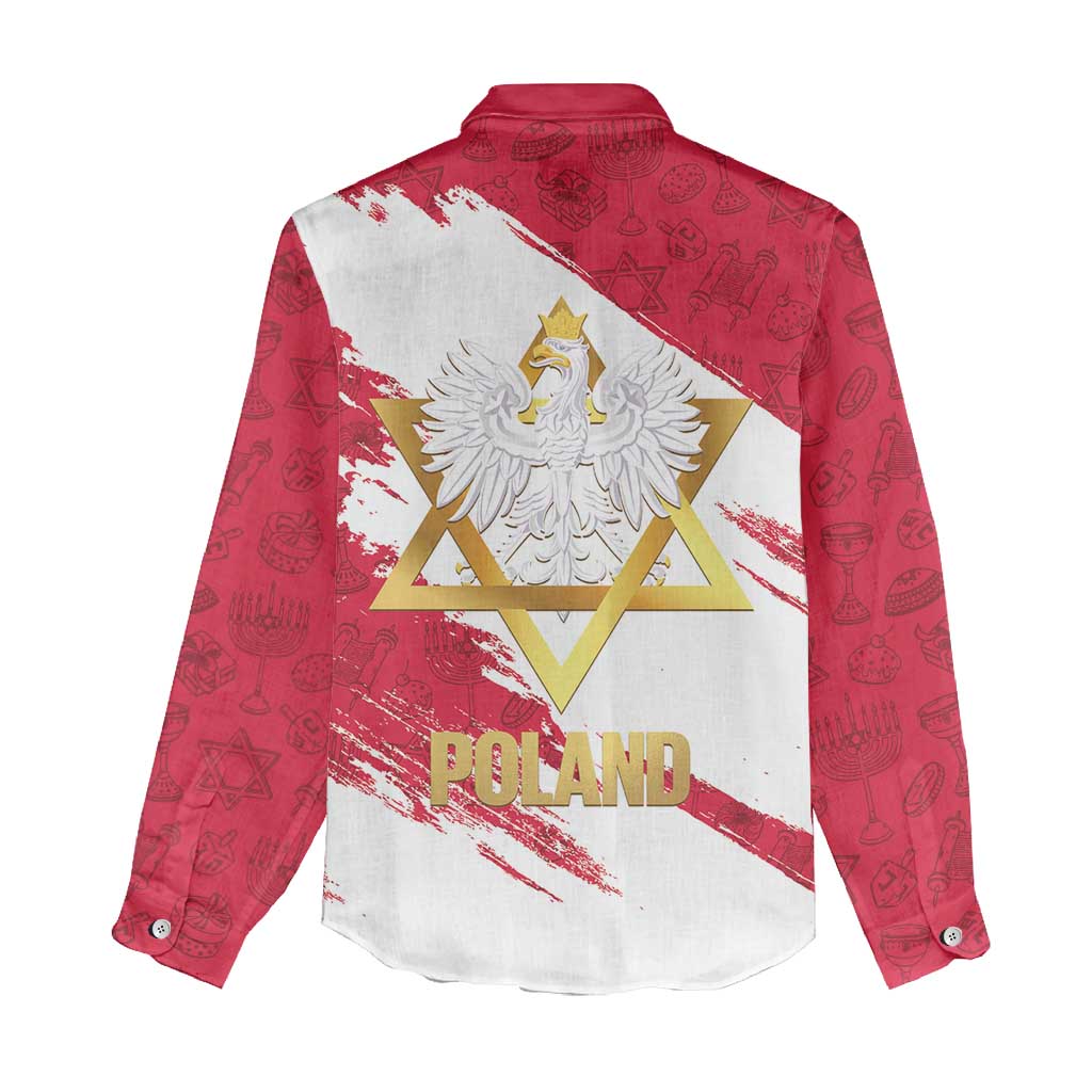 Jewish Festival Poland Women Casual Shirt Polska Eagle Star Of David