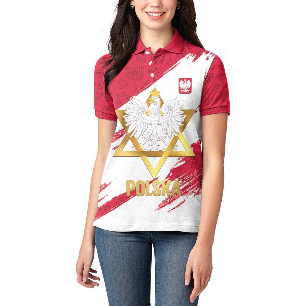 Jewish Festival Poland Women Polo Shirt Polska Eagle Star Of David