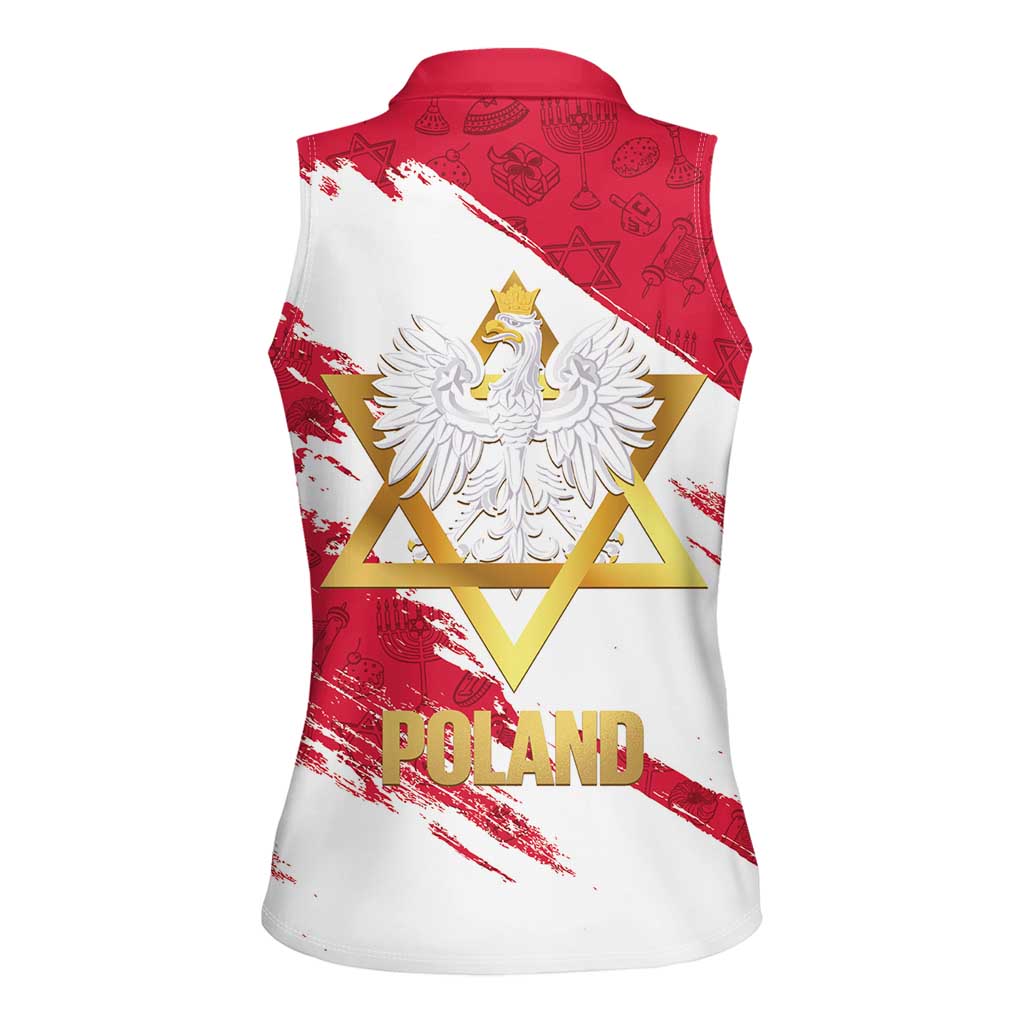 Jewish Festival Poland Women Sleeveless Polo Shirt Polska Eagle Star Of David