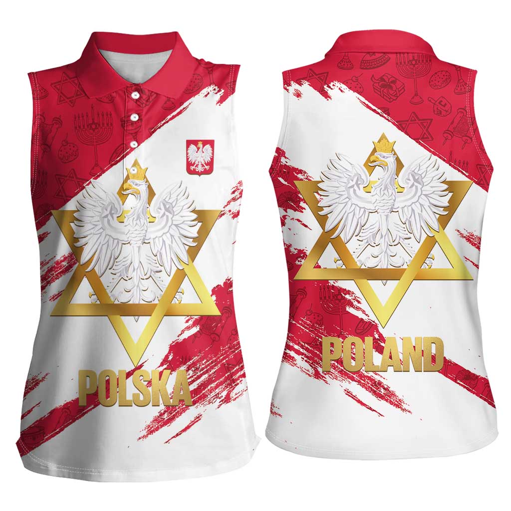 Jewish Festival Poland Women Sleeveless Polo Shirt Polska Eagle Star Of David