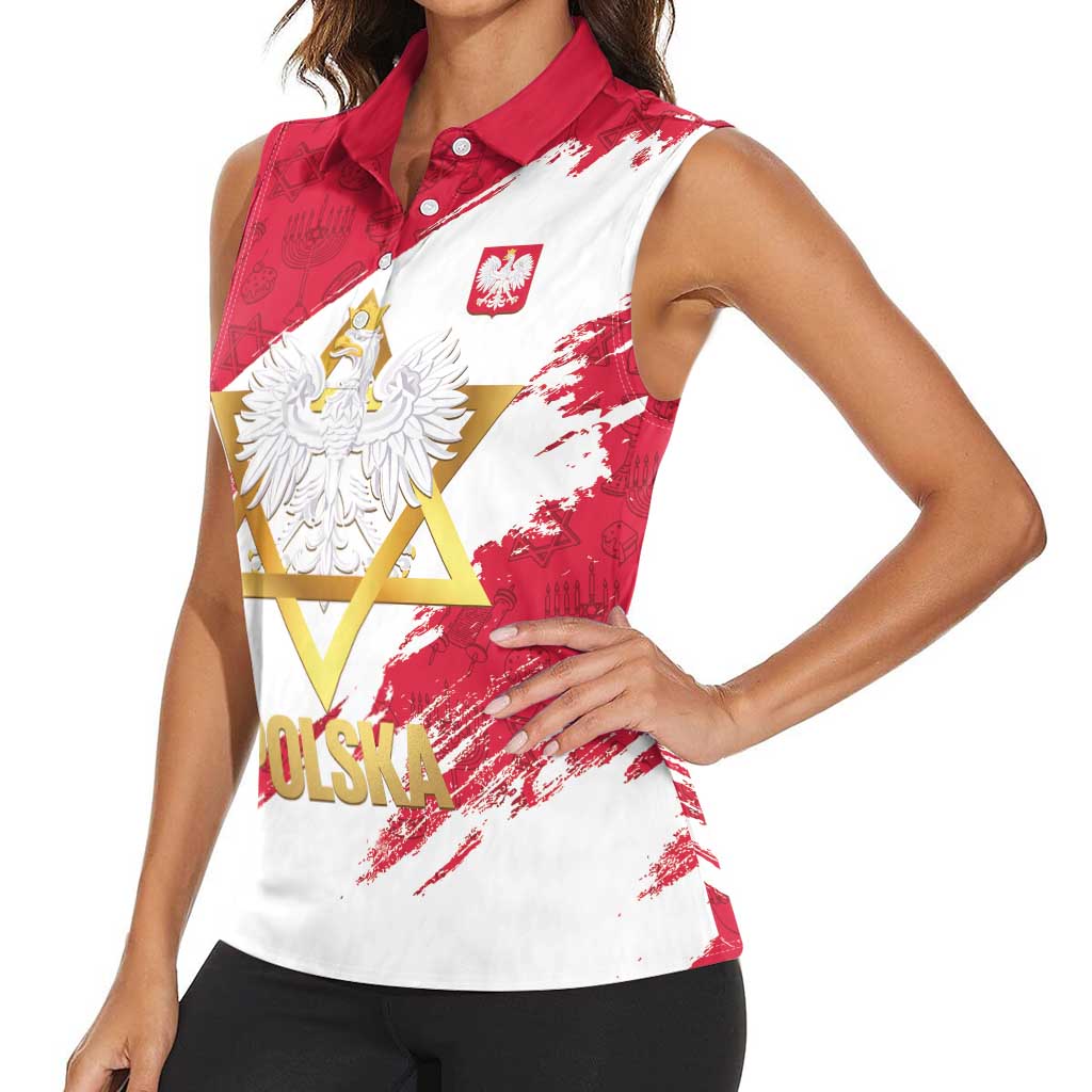Jewish Festival Poland Women Sleeveless Polo Shirt Polska Eagle Star Of David