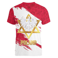 Jewish Festival Poland Women V-Neck T-Shirt Polska Eagle Star Of David