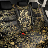 Jewish Hamsa Chai Back Car Seat Cover Gold Paisley Pattern