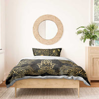 Jewish Hamsa Chai Bedding Set Gold Paisley Pattern