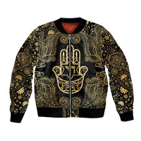 Jewish Hamsa Chai Bomber Jacket Gold Paisley Pattern