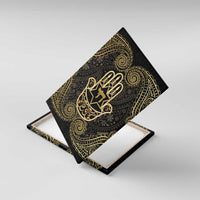 Jewish Hamsa Chai Canvas Wall Art Gold Paisley Pattern