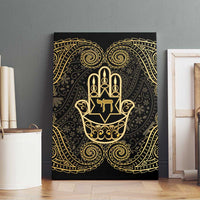 Jewish Hamsa Chai Canvas Wall Art Gold Paisley Pattern