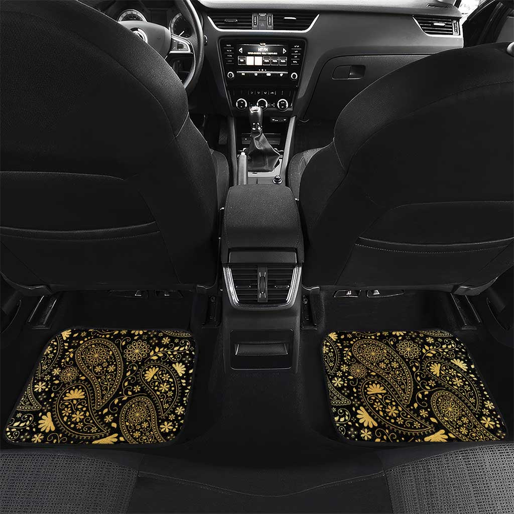 Jewish Hamsa Chai Car Mats Gold Paisley Pattern