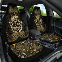 Jewish Hamsa Chai Car Seat Cover Gold Paisley Pattern