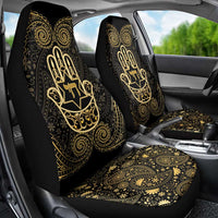 Jewish Hamsa Chai Car Seat Cover Gold Paisley Pattern