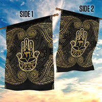 Jewish Hamsa Chai Garden Flag Gold Paisley Pattern