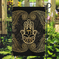 Jewish Hamsa Chai Garden Flag Gold Paisley Pattern