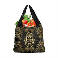 Jewish Hamsa Chai Grocery Bag Gold Paisley Pattern