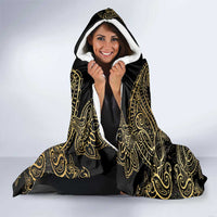 Jewish Hamsa Chai Hooded Blanket Gold Paisley Pattern