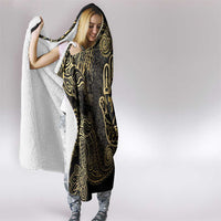 Jewish Hamsa Chai Hooded Blanket Gold Paisley Pattern