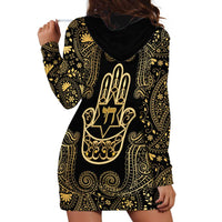 Jewish Hamsa Chai Hoodie Dress Gold Paisley Pattern