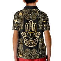 Jewish Hamsa Chai Kid Polo Shirt Gold Paisley Pattern
