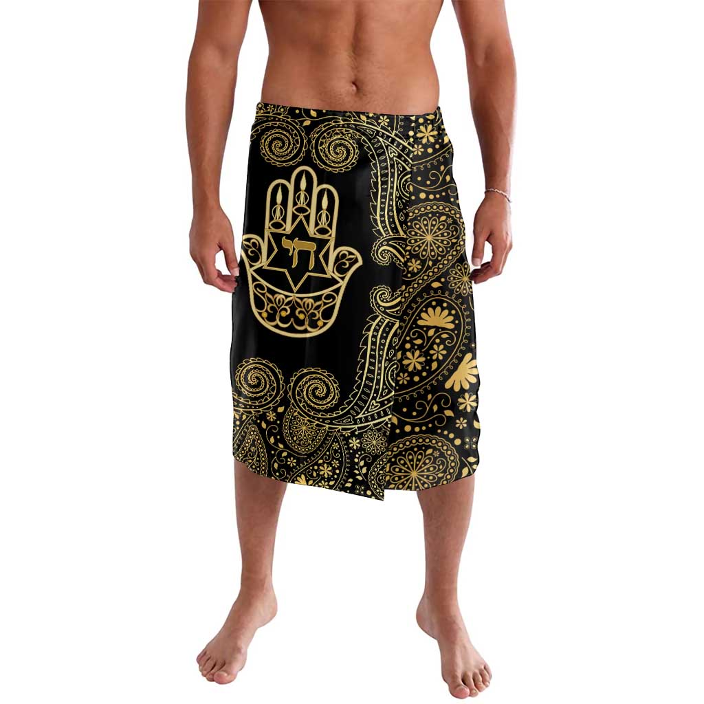 Jewish Hamsa Chai Lavalava Gold Paisley Pattern
