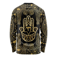 Jewish Hamsa Chai Long Sleeve Shirt Gold Paisley Pattern