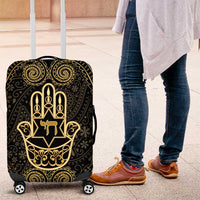 Jewish Hamsa Chai Luggage Cover Gold Paisley Pattern