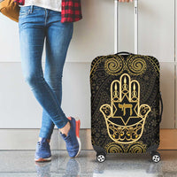 Jewish Hamsa Chai Luggage Cover Gold Paisley Pattern