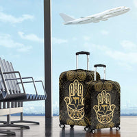 Jewish Hamsa Chai Luggage Cover Gold Paisley Pattern
