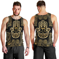 Jewish Hamsa Chai Men Tank Top Gold Paisley Pattern
