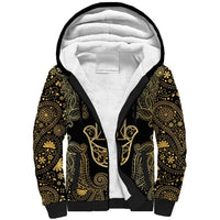 Jewish Hamsa Chai Sherpa Hoodie Gold Paisley Pattern