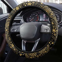 Jewish Hamsa Chai Steering Wheel Cover Gold Paisley Pattern