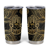 Jewish Hamsa Chai Tumbler Cup Gold Paisley Pattern